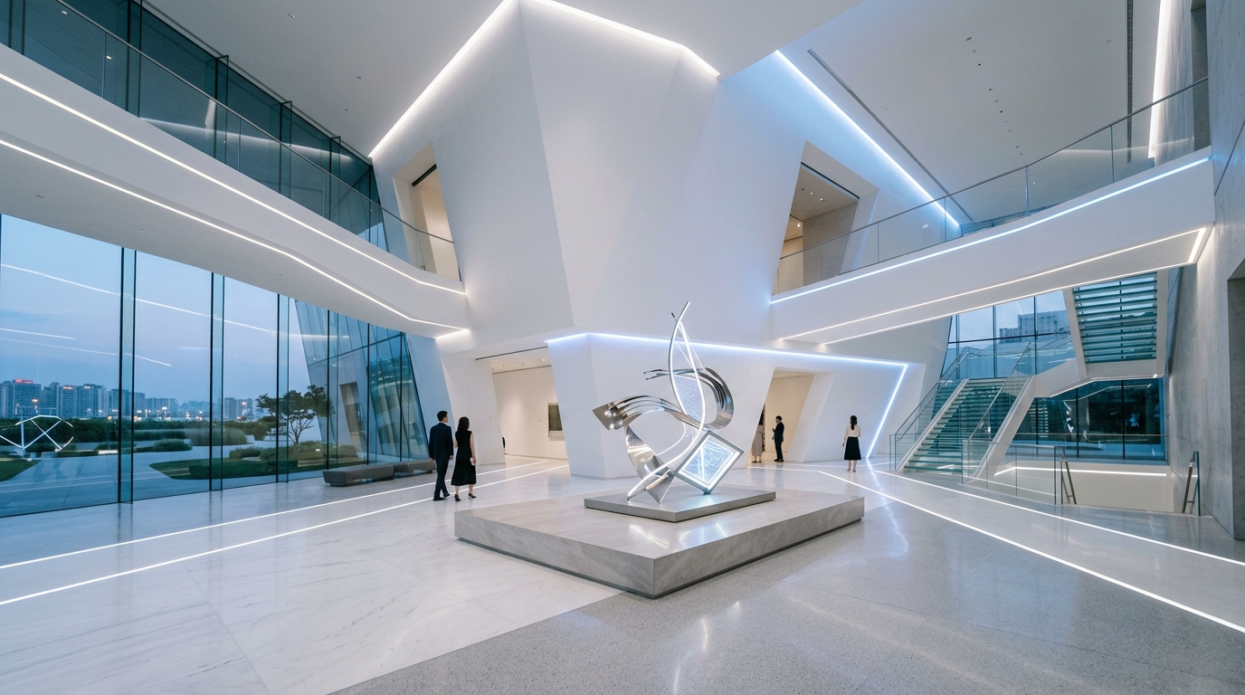 Modern Tech Art building and sculpture